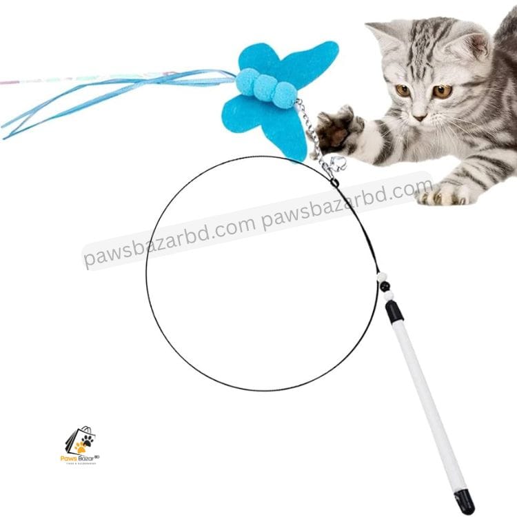 Cat Stick Teaser Toy Butterfly blue