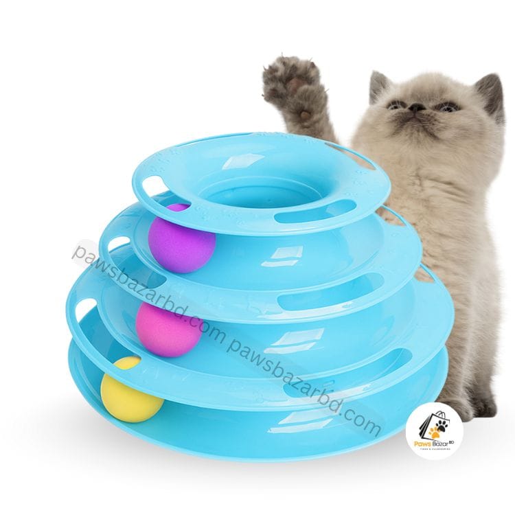 Cat Tower of Tracks Ball Pet Toys blue