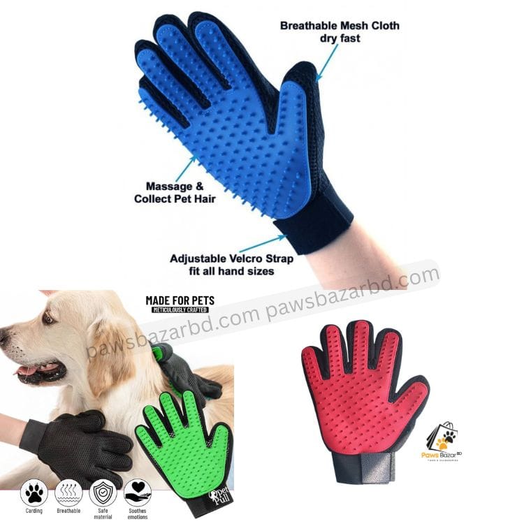 Pet Grooming Gloves & Hair Remove, Bathing For All Pets