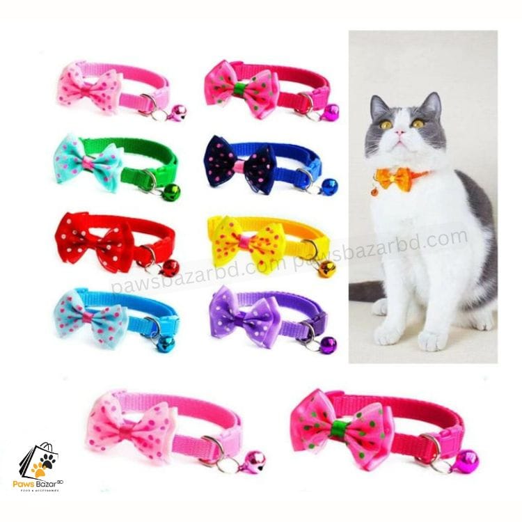 Cat Bow Adjustable Neck Belt Collar with Bell